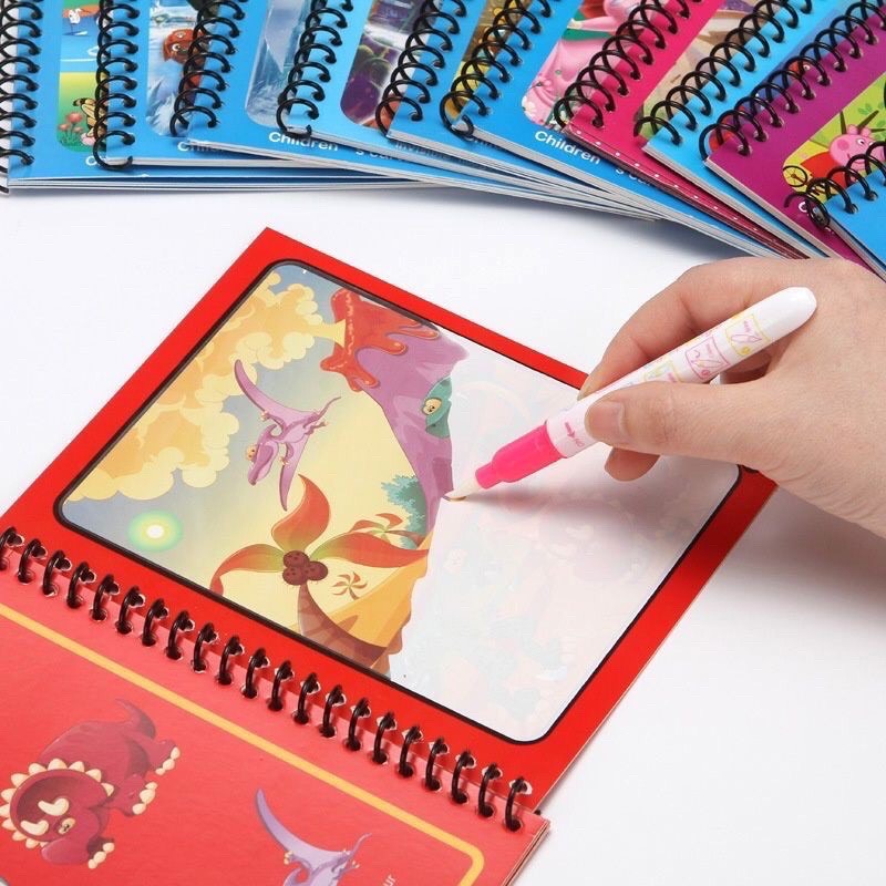 Tranh Tô Màu Nước Ma Thuật Diệu Kỳ Cho Trẻ, Magic Water Book, Mau Khô Có Thể Sử Dụng Nhiều Lần, Tặng Kèm Một Bút Ma Thuậ