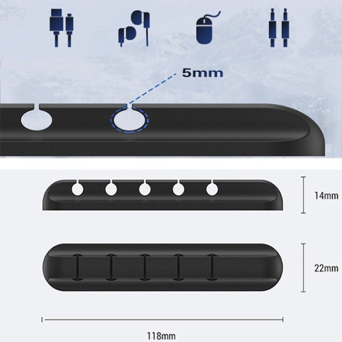 Kẹp giữ cáp sạc điện thoại dây điện đa năng dán bàn bằng silicon cao cấp RET023