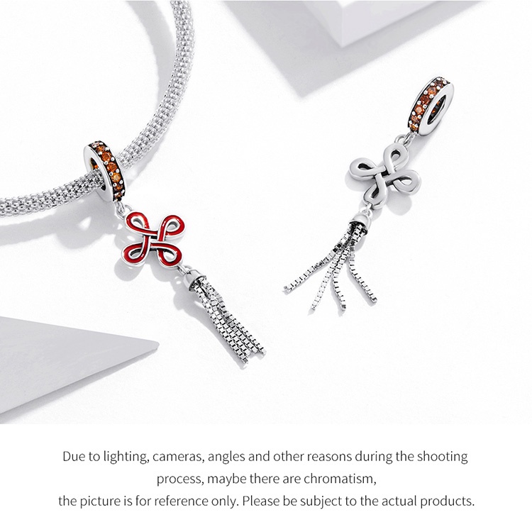 Hạt phụ kiện BAMOER SCC2069 bằng bạc 925 hình dáng nút cát tường để làm vòng tay DIY thời trang