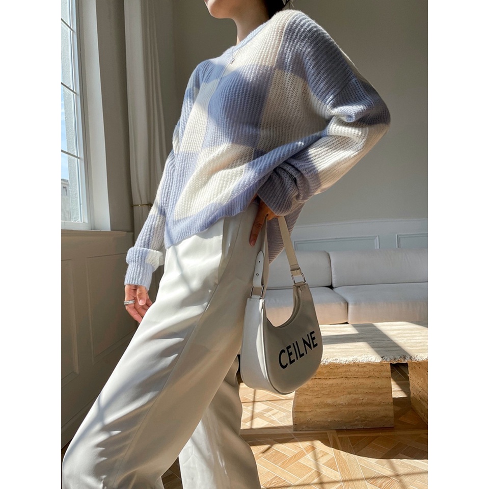 Áo len cashmere caro cao cấp cổ tròn dài tay thời trang sang trọng phong cách hàn thanh lịch nhẹ nhàng. hàng QC LCC112