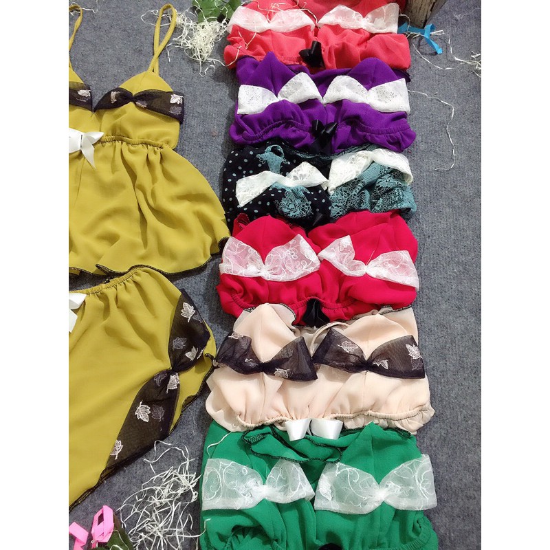 🦋BỘ NGỦ VOAN TK SEXY PHỐI NƠ MÚT RỜI XINH form 60kg🦋 | BigBuy360 - bigbuy360.vn