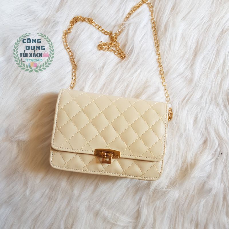 Túi đeo chéo khóa gập size 20 trần trám ( Ảnh thật kèm video )