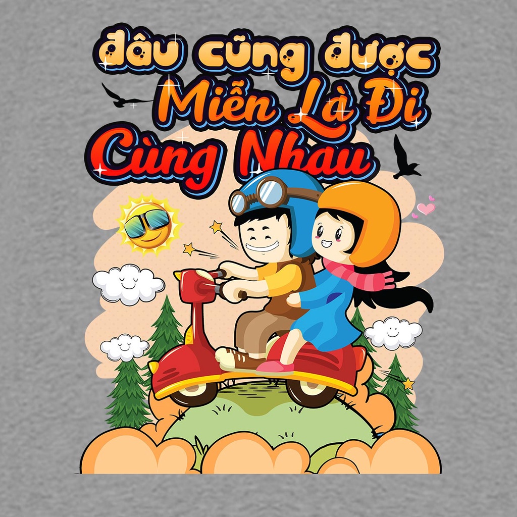 Đâu cũng được, miễn là đi cùng nhau, mã LV5. Áo thun cặp đôi, áo phông tình yêu cho nam nữ