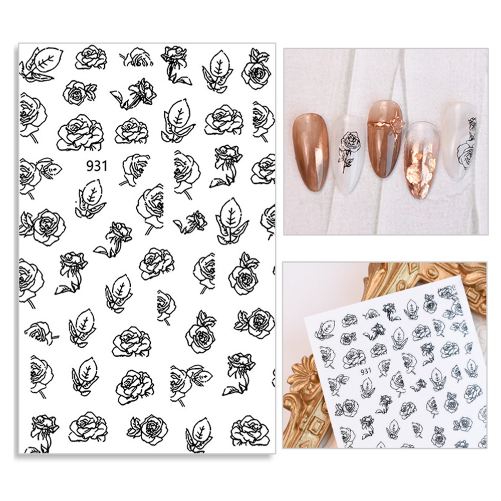 Nhãn dán móng 3D hình hoa hồng