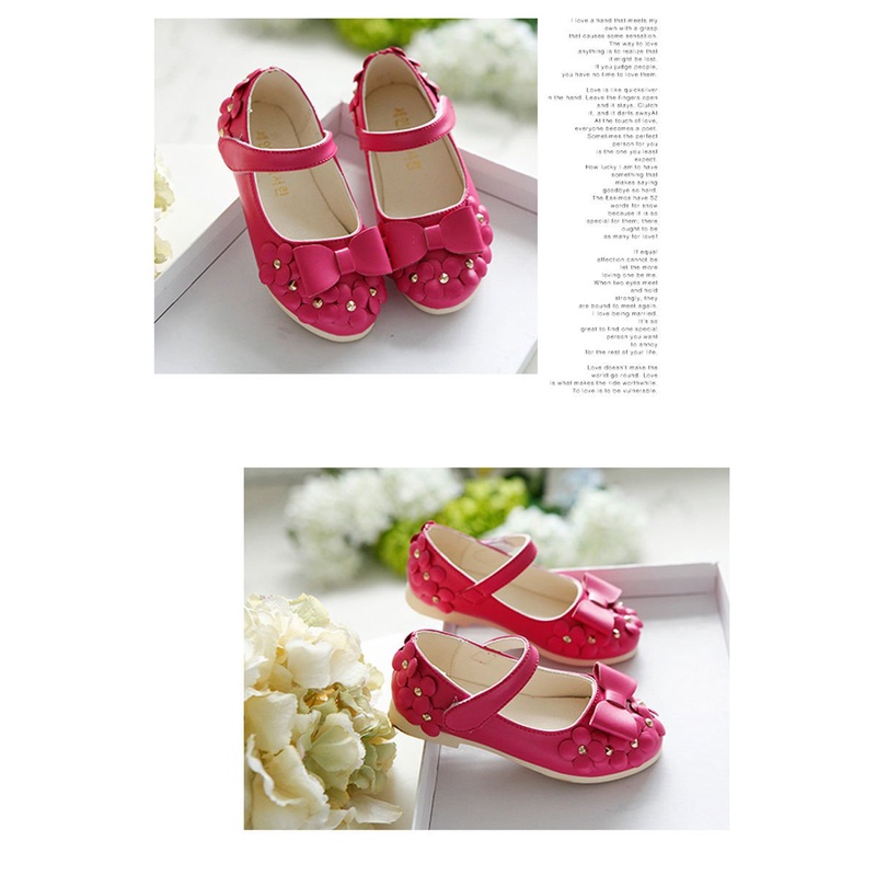 Kkx Giày Búp Bê Công Chúa Bằng Da Đính Nơ Cho Bé Gái