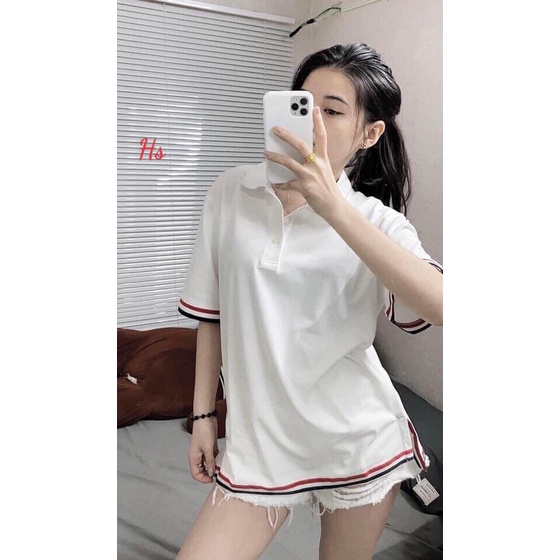 Áo thun polo nam nữ viền gấu Thom chất cotton mề mát phong cách thể thao unisex có anh thật và video M.Store