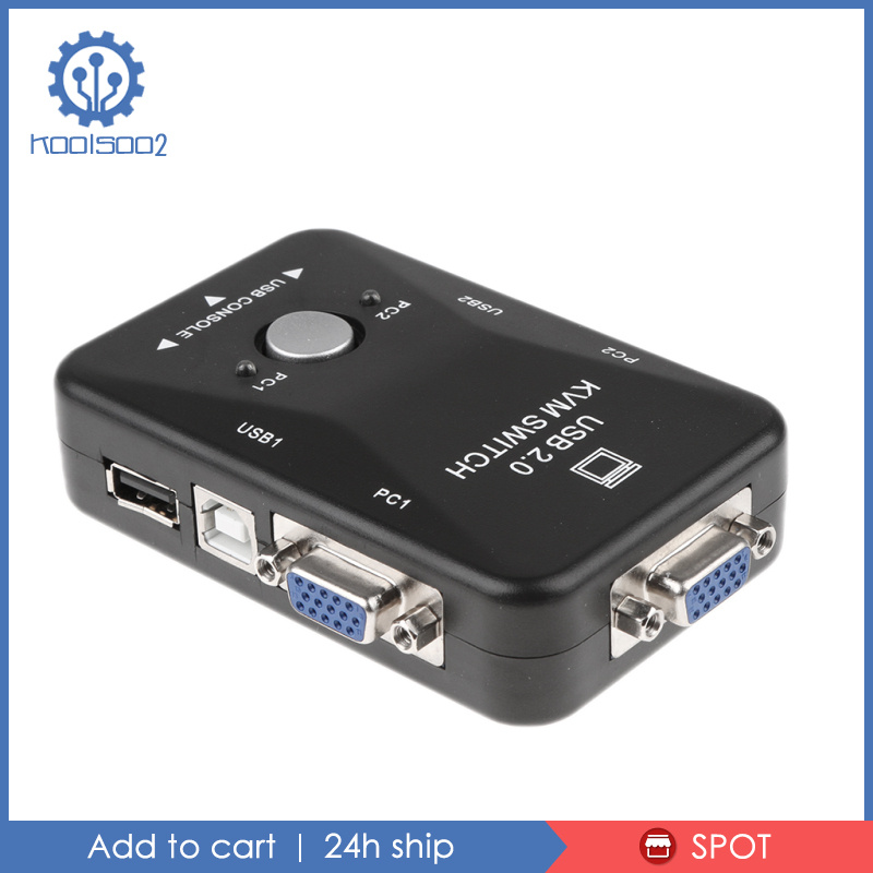 Bộ Chuyển Đổi KVM 2 Cổng Usb 2.0 Koolsoo2 Cho Chuột / Bàn Phím / VGA / Màn Hình Video
