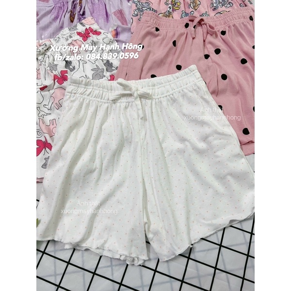 Quần đùi mặc ở nhà, quần cotton in hình ngộ nghĩnh mặc ở nhà cực xinh