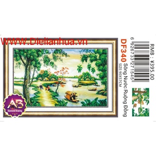 Tranh đính dá phong cảnh Đồng Ruộng.Kích thước: 90x57cm
