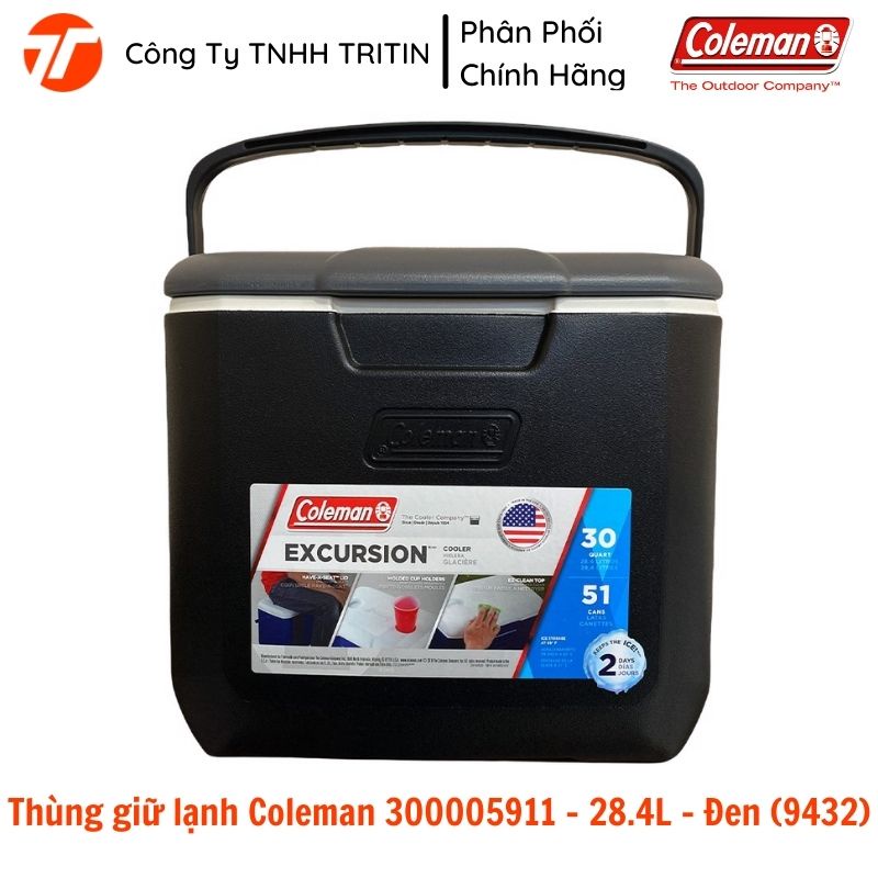 Thùng Giữ Lạnh 28.4L Đen (9432) kích thước 45cm x 32cm x 39cm COLEMAN 300005911 - Xuất xứ Mỹ | TRITINCO