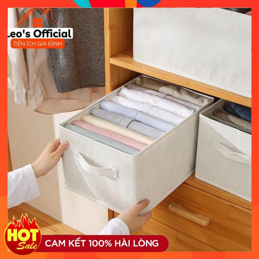 Hộp đựng quần áo chia ngăn bằng vải tiện lợi, khay túi vải đựng đồ 7, 9 ngăn cỡ lớn tiện dụng Leos Official