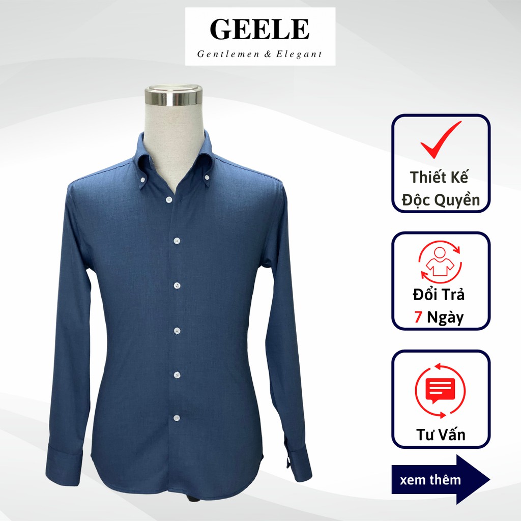 Áo Sơ Mi Navi Nam Dài Tay GEELE Cổ Button Down Form Regular FIT SM08