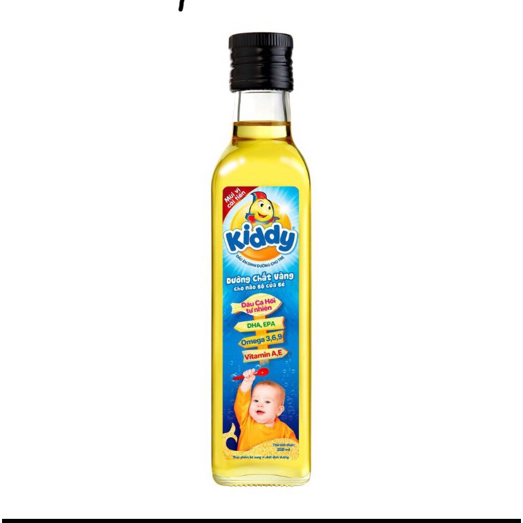 Dầu Ăn Kiddy Dinh Dưỡng Cá Hồi Cho Trẻ (250ml) - Dầu Ăn Dặm DHA Cho Bé Yêu Thông Minh Vượt Trội