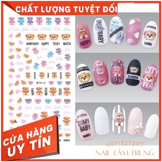 sticker gấu trang trí móng tay
