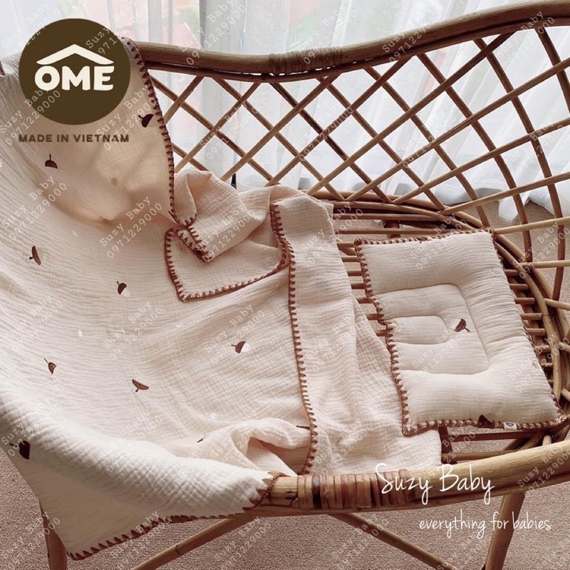 SET CHĂN + GỐI OME THÊU TAY