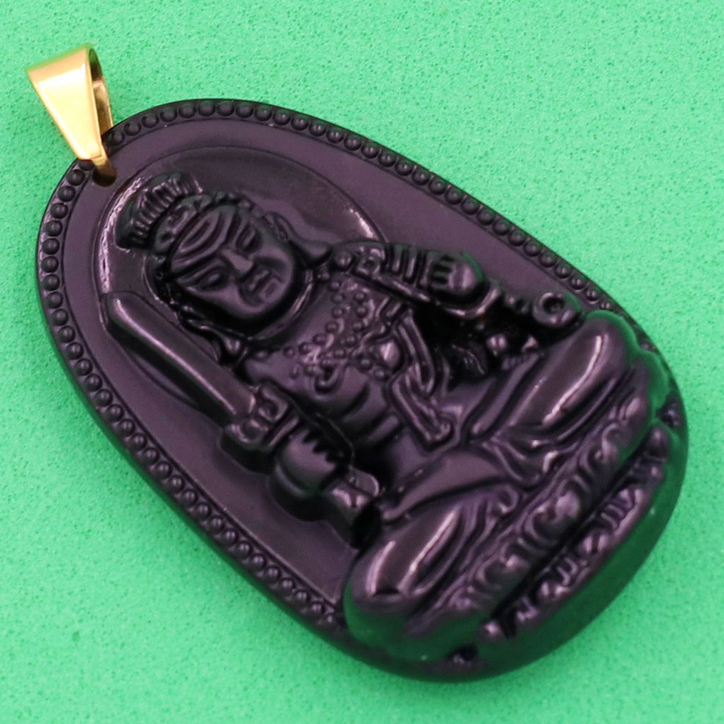 Mặt dây chuyền phật Bất Động Minh Vương đen 4.3cm - Phật bản mệnh tuổi Dậu - Tặng kèm móc inox