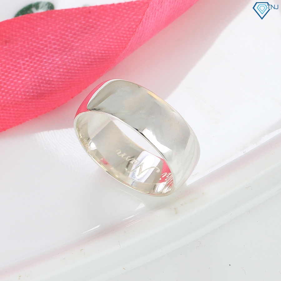 Nhẫn bạc nam 925 tròn trơn không đá khắc tên theo yêu cầu NNA0203 - Trang Sức TNJ