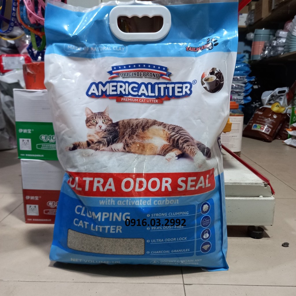 Cát vệ sinh cho mèo America Litter 10L - Khử mùi không bụi vón cục