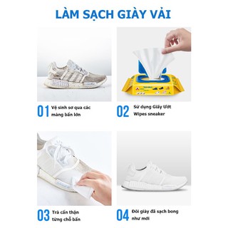 KHĂN LAU GIÀY - GIẤY LAU GIÀY TIỆN LỢI GÓI 30 CHIẾC lau giày trắng diệt khuẩn, chống ố, tiện lợi mọi nơi (Sneaker Wipes)