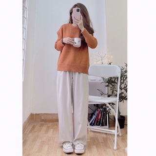 Áo len trơn cổ tròn tay dài thời trang nữ nhiều màu freesize
