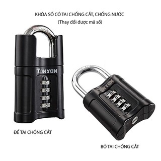 Khóa số chống cắt loại 4 mã số TY25011, móc khóa thép cứng D8cm, vỏ hợp kim kẽm mạ không gỉ