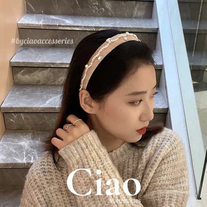 [HOẢ TỐC 1H] Băng đô/ Cài tóc vải mềm thiết kế đính đá lấp lánh nữ tính sang trọng mã 09 Ciao accessories