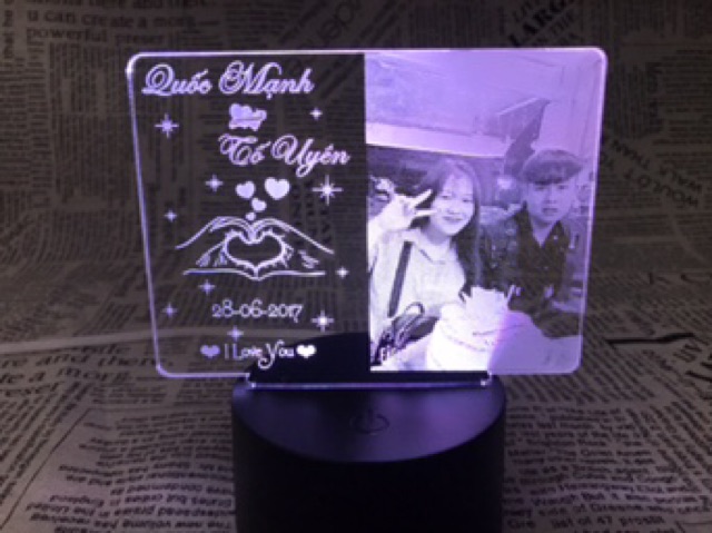 Đèn ngủ led 3d Khung chữ nhật khắc hình ảnh quà tặng theo yêu cầu