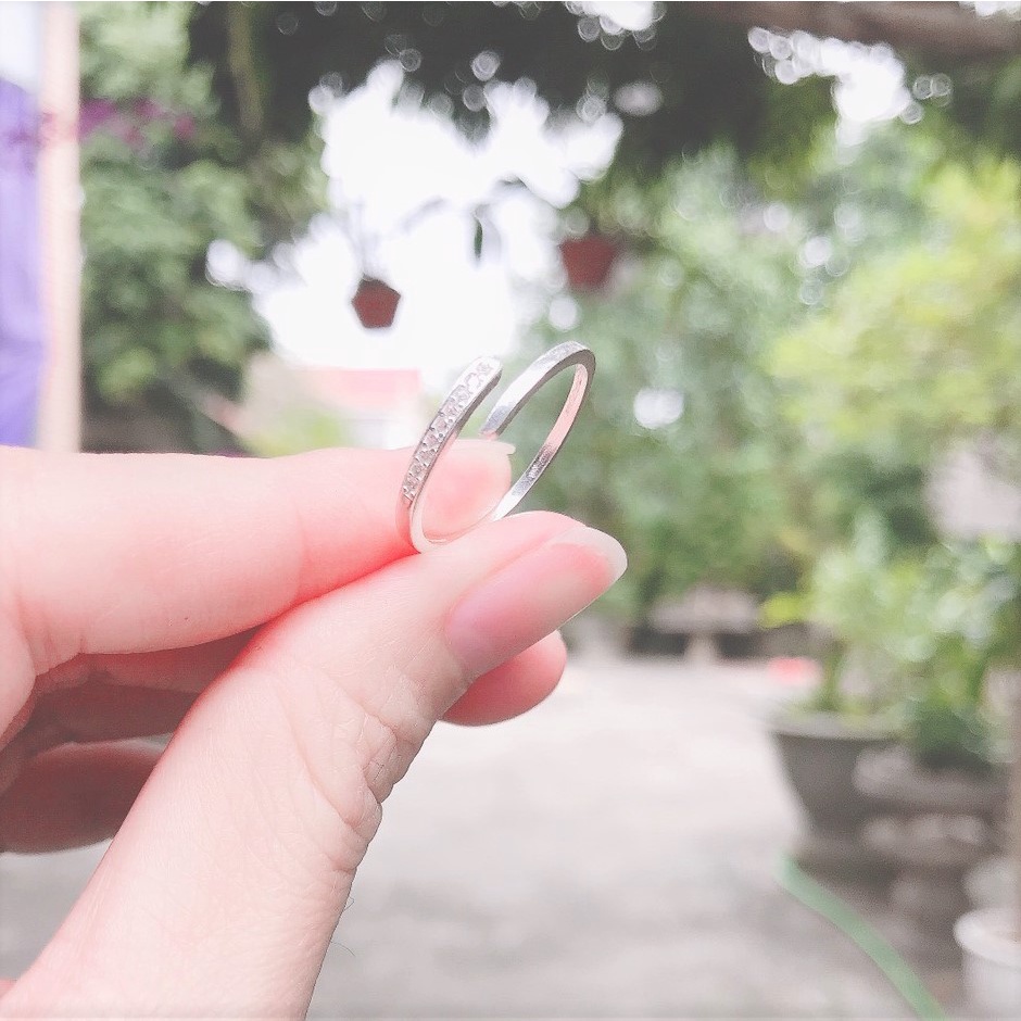 Nhẫn bạc nữ dạng hở đính đá 1 bên NH001 -Chất liệu bạc ta trang sức Bạc Evasilver
