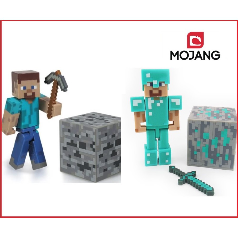 Combo mô hình đồ chơi minecraft steve chính hãng Mojang