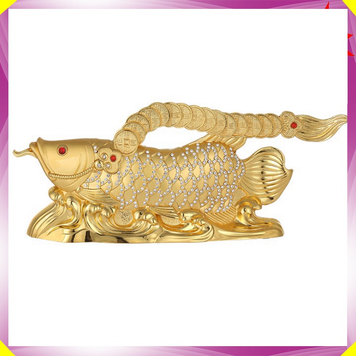 Tượng cá rồng vàng phong thủy trang trí nhùa cửa hoặc gắn taplo ô tô HC889 - Chất liệu: Hợp kim - Trọng lượng: 820g