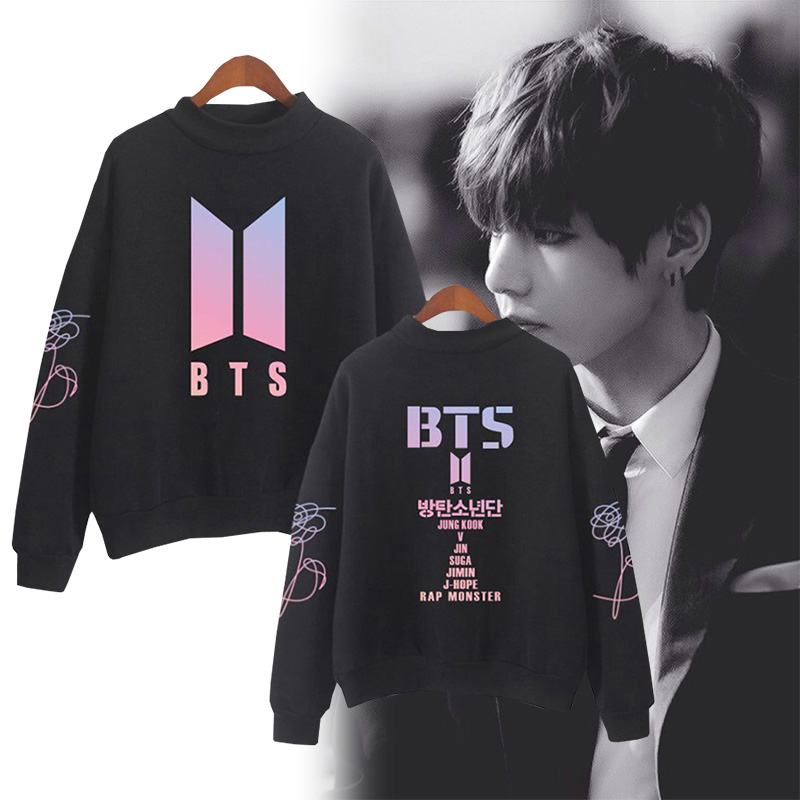 Áo Hoodie Cổ Lọ In Họa Tiết Hoạt Hình Bt21 A.M.R.Y.