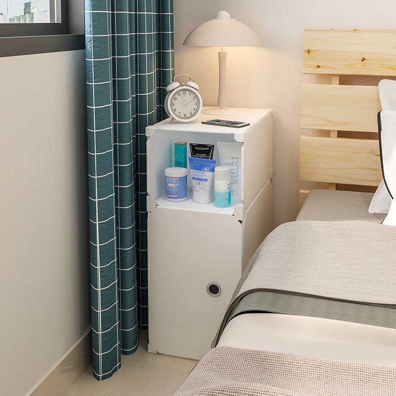 Bàn đầu giường siêu hẹp đơn giản hiện đại kệ nhỏ phòng ngủ tủ nhựa đựng đồ