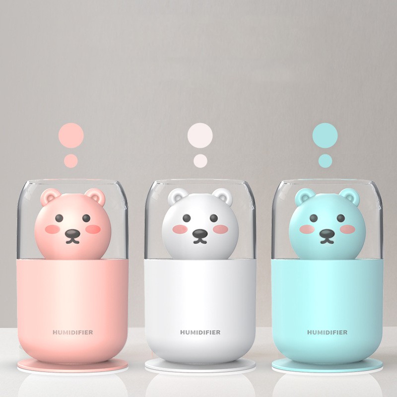 Máy phun sương Fnelse tạo độ ẩm hình gấu dễ thương 300ml có đèn led tiện dụng