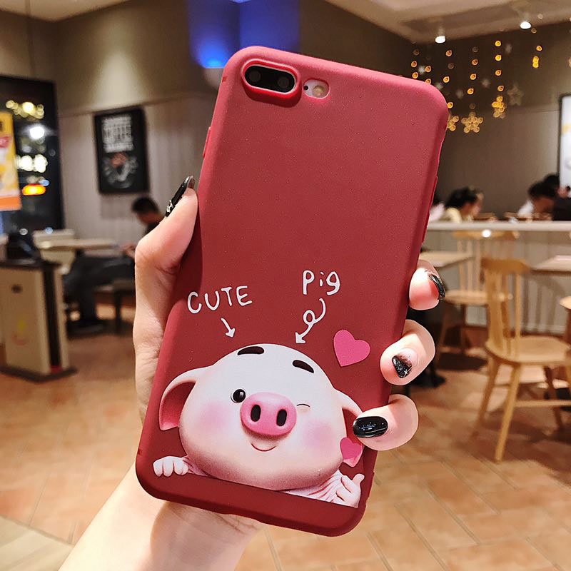 Ốp điện thoại in hình chú heo xinh xắn cho Iphone 6 6s 6plus 6splus 7 8 7plus 8plus X XS XR XS Max