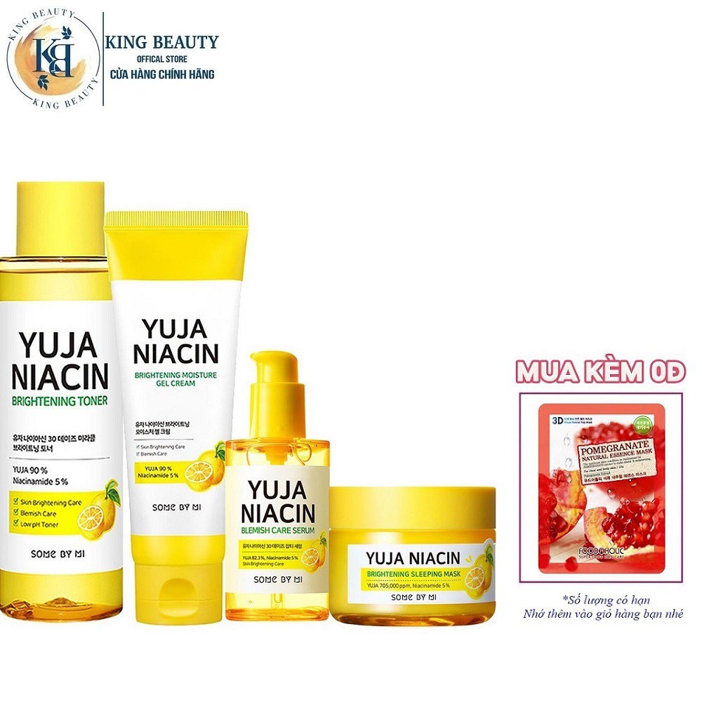 Bộ 4 SP Dưỡng Ẩm Trắng Da Some By Mi Yuja Niacin 30 Days Brightening (Toner 150ml +Serum 50ml +Kem 100ml + Mask Ngủ 60g)