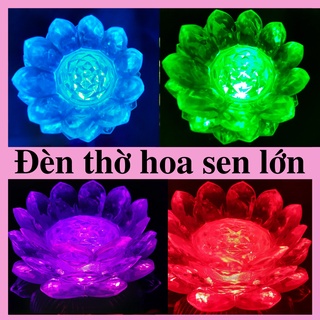 Cặp đèn thờ hoa sen nhựa lớn LX01 - đủ màu, đổi màu