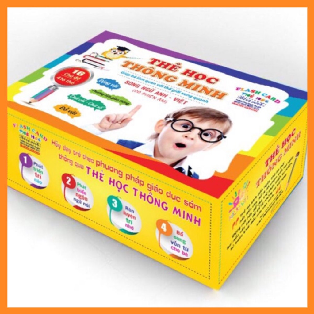 Bộ thẻ học thông minh song ngữ Anh - Việt, 16 chủ đề 416 thẻ, cho bé 1-5 tuổi