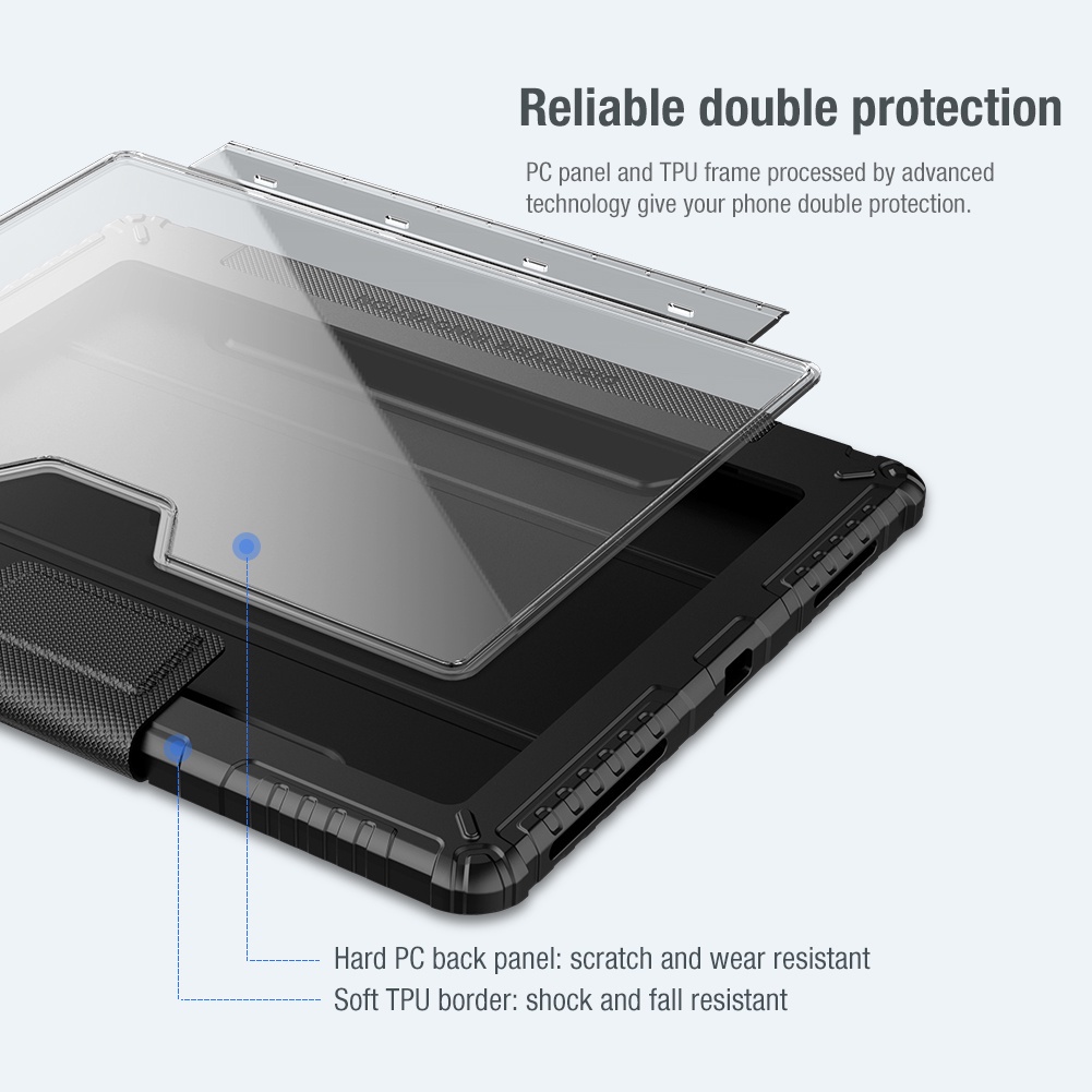 Đánh thức thông minh chống sốc Bao da Nillkin cho iPad Pro 12.9 2021 / 12.9 2020 có thanh trượt bảo vệ camera bảo vệ
