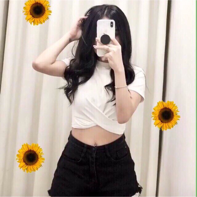 Áo croptop xoắn eo sang chảnh size &lt; 55kg HADI.VN-KCS03