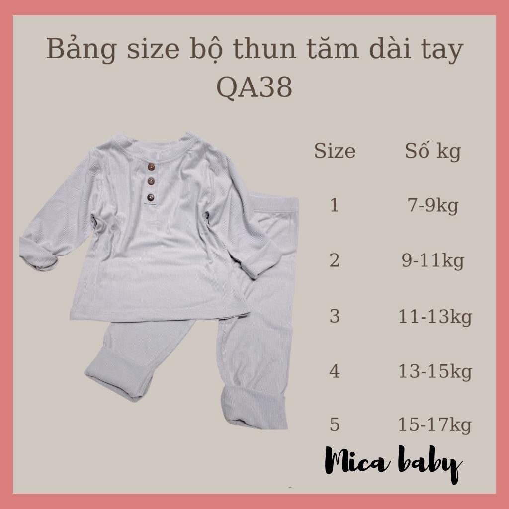 Bộ quần áo dài tay chất thun tăm co dãn cho bé trai bé gái  mặc thu đông Mica baby QA38
