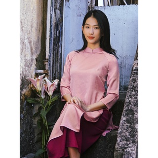 Set Áo Dài Rosemary lụa tây thi hồng tím