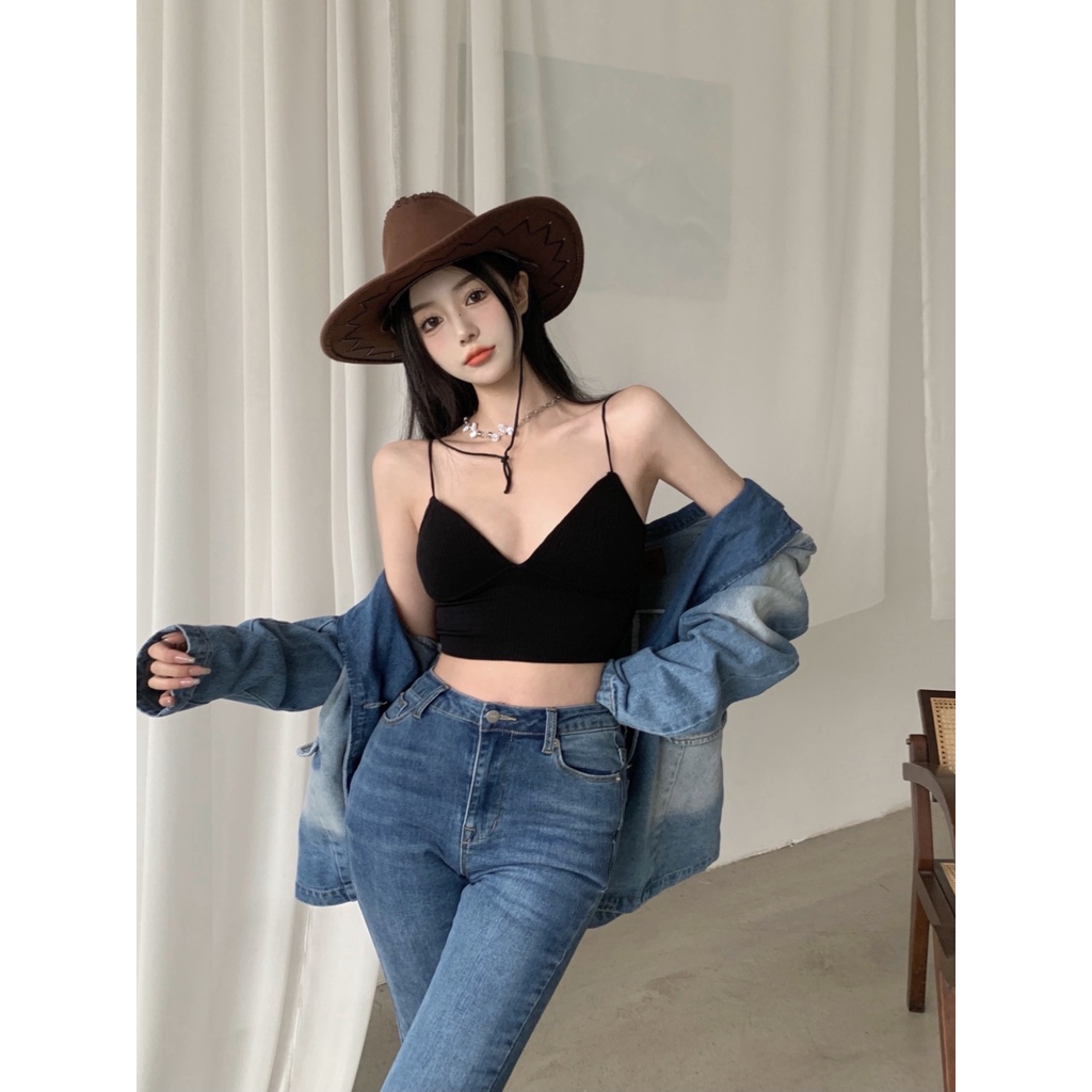 Áo hai dây nữ, áo bra mút ngực 2 dây tôn from Freesize &lt;54kg alohashop91