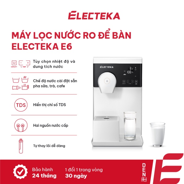 Máy lọc nước RO để bàn Electeka E6 - Thương hiệu Đan Mạch - Chức năng nước ấm - nóng - Bảo hành chính hãng 24 tháng