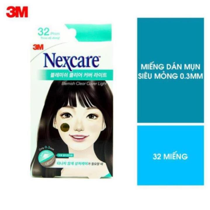 (hàng chính hãng) Miếng dán mụn siêu mỏng tháo dễ dàng Nexcare 3M BBC LIGHT 0.3mm 32 miếng rất tốt