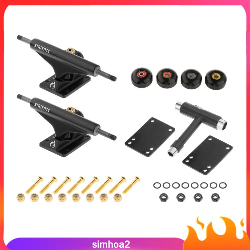 [SIMHOA2]Skateboard TRUCKS 52mm Wheels and Bearings with Pads