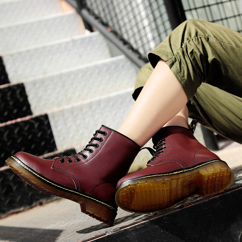 Giày bốt Dr.Martens bằng da thật cổ cao phong cách cổ điển dành cho cả nam và nữ