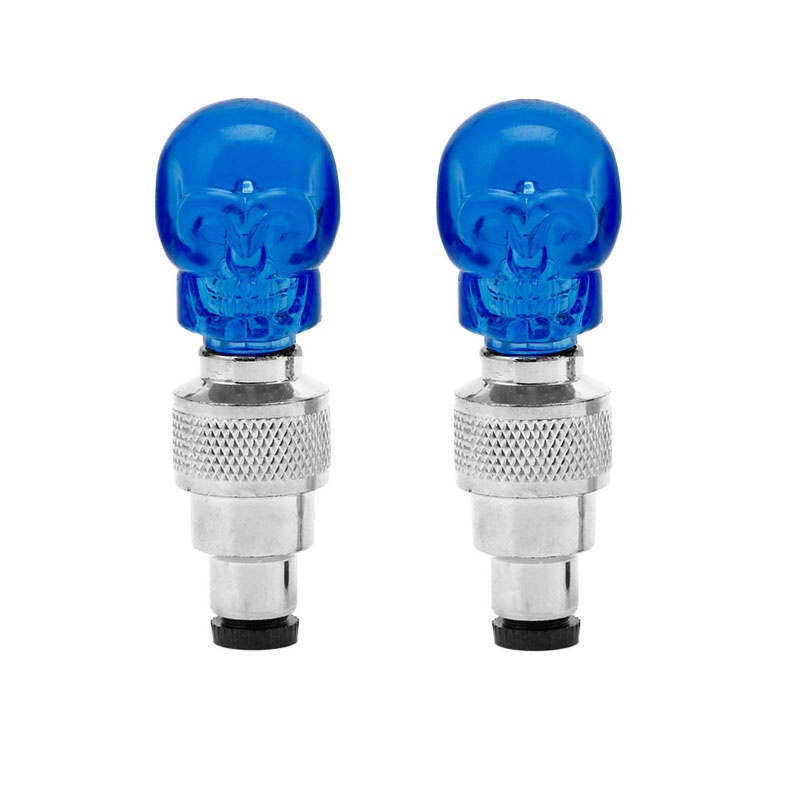 Bộ 2 Nắp Van Bánh Xe Hình Đầu Lâu Có Đèn LED Cho Xe Hơi Xe Máy