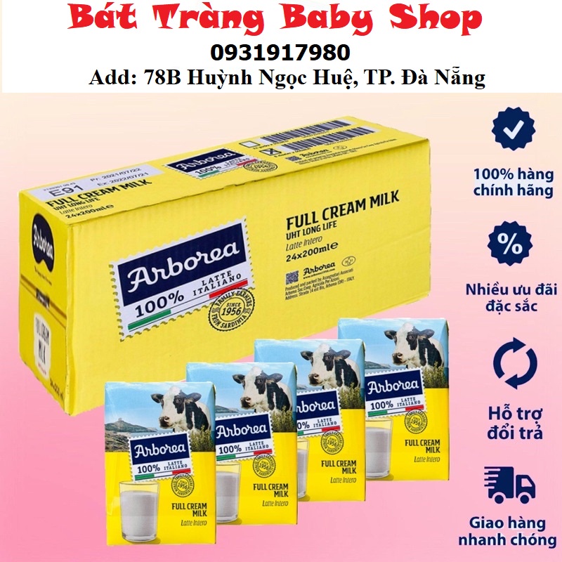 Sữa tươi nguyên kem ARBOREA nhập từ Ý nguyên thùng 24 hộp, hộp 200ml date mới nhất