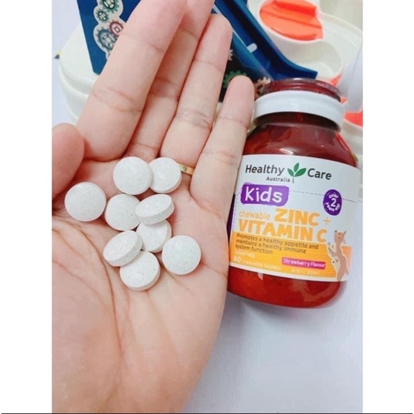 Viên Bổ Sung Kẽm Healthy Care Zinc Vitamin C Tăng Đề Kháng Cho Bé 60 Viên