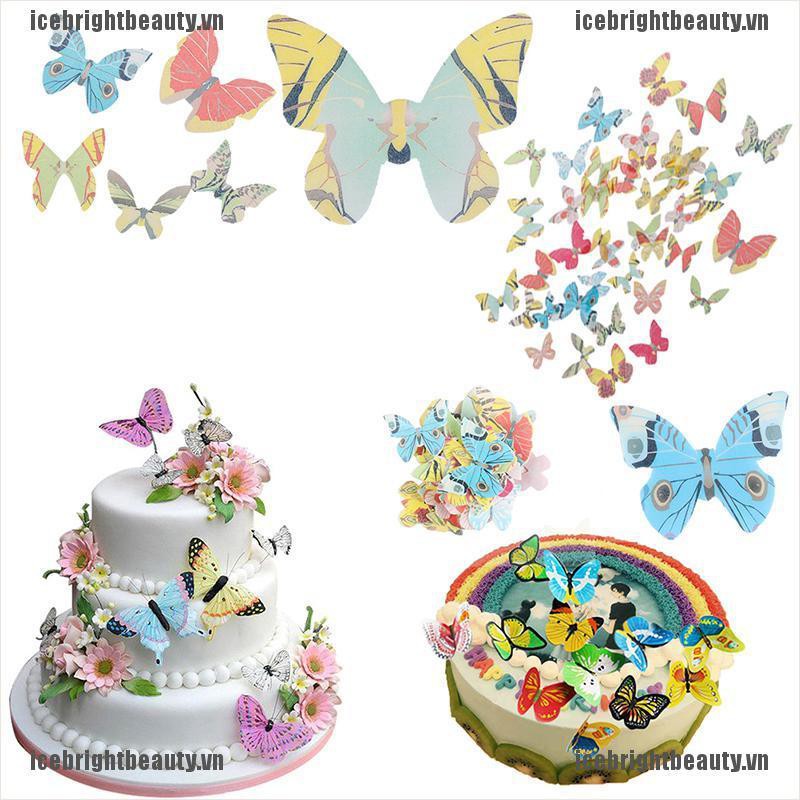 Set 42 que hoạ tiết hình bướm nhiều loại để trang trí bánh cupcake